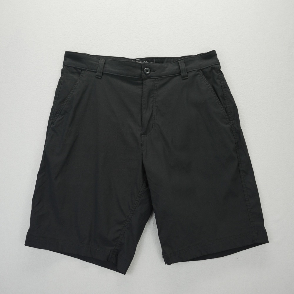 Eddie Bauer Travex Guide Chino Men 33 Shorts Black Nylon Spandex Hiking Outdoor